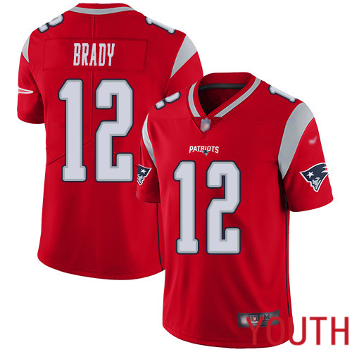 New England Patriots Football #12 Inverted Legend Limited Red Youth Tom Brady NFL Jersey